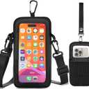 Clear Phone Purse Crossbody with Adjustable Strap, Cell Phone Pouch Around The Neck, Shoulder Holster with Wrist Strap, Small Crossbody Bags for Women Man Girl Boy