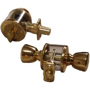 Lewis Hyman Inc 1734601 Atlas Tulip Style Door Knob and Single Cylinder Deadbolt Combo, Polished Brass
