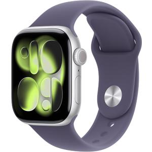 Apple Watch Series 11 [GPS 42mm] Smartwatch with Silver Aluminum Case with Purple Fog Sport Band - S/M. Sleep Score, Fitness Tracker, Health Monitoring, Always-On Display, Water Resistant