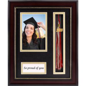 GraduatePro Graduation Picture Frame with Tassel Holder Shadow Box Graduation Decoration Gift-So Pround of You, Mahogany 4x6 Photo Frame