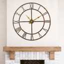 Large Wall Clock for Living Room Decor  32 Inch Knocked-Down (KD) Silent Non-Ticking Modern Farmhouse Wall Clock, Oversized Decorative Metal Roman Numeral Clock, Bronze