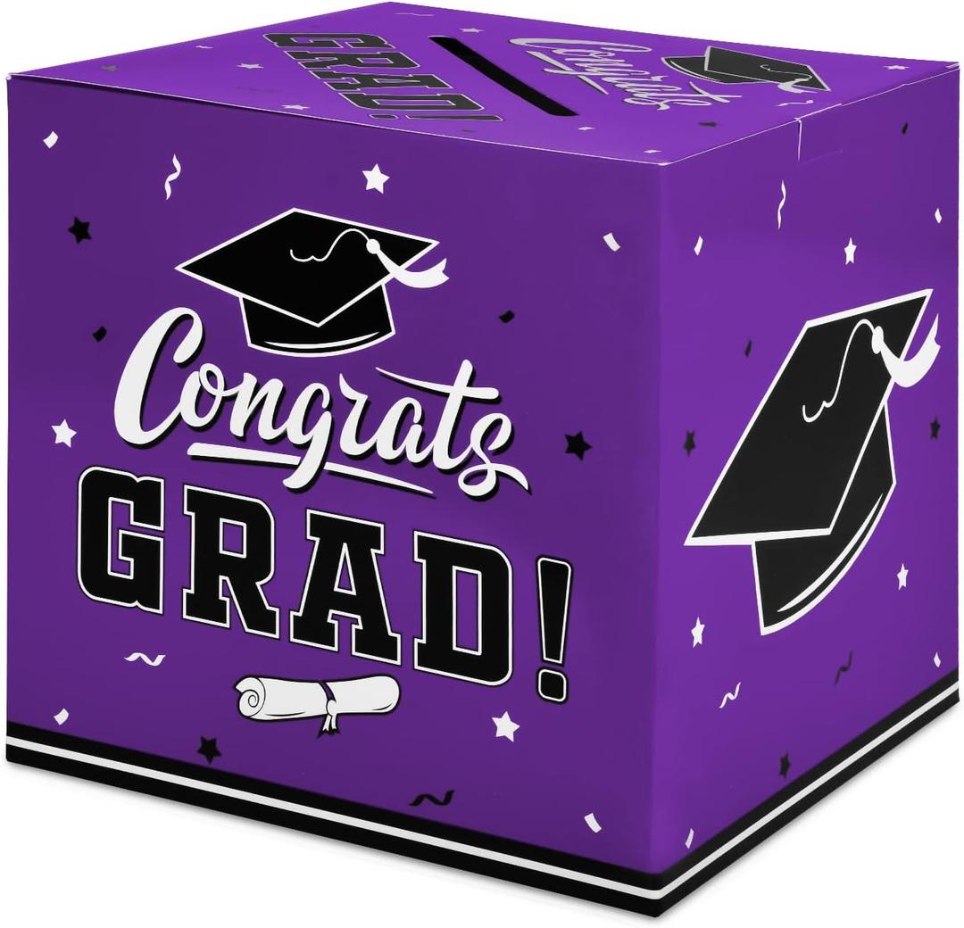 Gatherfun Graduation Party Decorations Graduation Box Graduation Card Box for Graduation Gift Graduation Party Favors Decor Party Supplies Purple