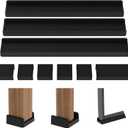 Rectangular DIY Non Slip Chair Leg Protectors,Furniture Coasters,Furniture Pads Hardwoods Floors, Non Skid Furniture Grippers,Rectangle Silicone Bed & Sofa Feet Caps. (Black, 4Pcs 1"x 8")