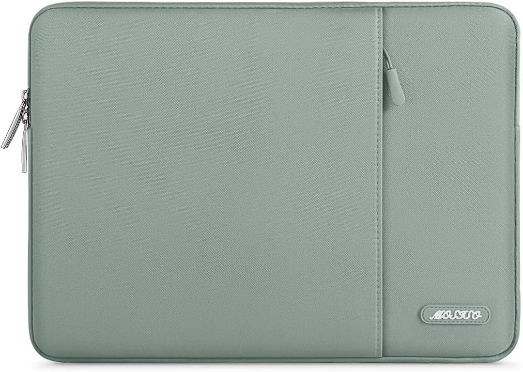 MOSISO Laptop Case 13.3 inch, 13-13.3 inch Laptop Sleeve Compatible with MacBook Air/Pro 13/Pro 14 M5 M4 M3 M2 M1, HP Dell ASUS Lenovo,Polyester Vertical Computer Sleeve Bag with Pocket, Antique Green