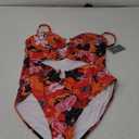 Eomenie One Piece Swimsuit for Women Ring Linked Monokini Sexy Bathing Suit Cutout Swim Suit (Red Black Print)