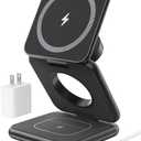 Foldable Magnetic Wireless Charger, KU XIU X40 Aluminum Alloy 3 in 1 Charging Station for Apple, Fast Charging Travel Charger for iPhone 16 15 14 13 12 Series, 5W for Apple Watch Ultra, AirPods, Black
