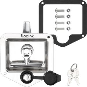 T-Handle Truck Tool Box Latch Replacement kit 304 Stainless Steel Folding Lock with Keys Truck Box Trailer Door RV Camper Storage Box