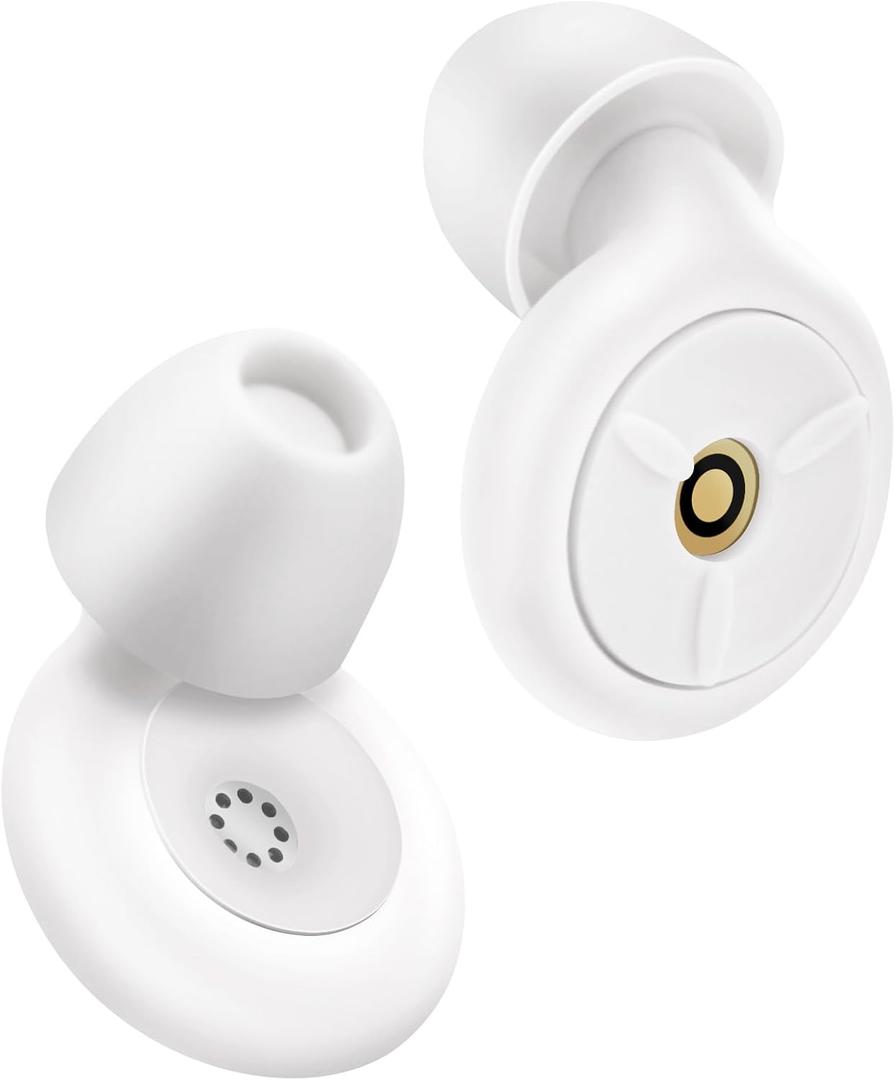 Ear Plugs for Sleeping Noise Cancelling, Dual-Core Filter, Reusable Hearing Protection Up to 48dB Noise Reduction, Flexible Silicone Ideal for Sleep, Focus, (White, One Size)