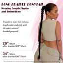 26 Inch Black Long Braided Ponytail Extension with Hair Tie Fluffy Wrap Around DIY Hairpiece, Heat Resistant Synthetic, Natural Soft & Lightweight for Weddings, Parties, and Festivals