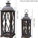 Perfnique Farmhouse Outdoor Lanterns for Patio, Set of 2 Rustic Lanterns Decor, Vintage Hanging Candle Holder Decorative for Porch, Garden, Yard, Indoor (No Glass, Dark Brown)