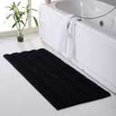 KGORGE Water Absorbent Bathroom Rugs - Black Bath Mat Non-Slip Thick Shaggy Floor Cover Quick Drying Shower Carpet for Toilet Shower Kitchen Gifts, 47 x 24