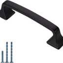 Amerdeco 10 Pack Matte Black 3 Inch(76mm) Hole Centers Kitchen Cabinet Pulls Hardware Kitchen Handles for Cabinets Cupboard Handles Drawer Pulls AM0002