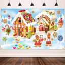 Blulu Christmas Wall Decorations 2026 Gingerbread Photography Backdrops 6 x 3.6ft Large Fabric Sweet Holiday Scene Banner for Winter Christmas Party Photo Booth Props Background Banner