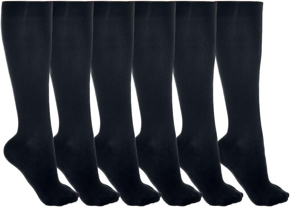 Winterlace Womens Trouser Socks, Opaque Stretchy Nylon Knee High, Many Colors, 6 or 12 Pairs