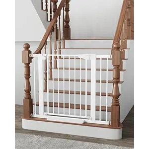 Cumbor 29.7-40.6" Baby Gate for Stairs, Mom's Choice Awards Winner-Dog Gate for Doorways, Pressure Mounted Auto-Close Pet Gates for Dogs Indoor, Safety Child Gate with Easy Walk Thru Door, White