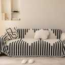 SmoBe Sofa Covers Washable, Chenille Sofa Covers for 3 Cushion Couch, Reversible Non Slip Futon Cover L Shape Sofa Cover, Pet Couch Cover with Tassel, Sofa Slipcovers 71" X 134" - Black