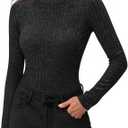 MANGOPOP Long Sleeve Shirts for Women Thermal Ribbed Crew Neck Lightweight Sweater Fitted Fall Winter Womens Tops 2025 Trendy (Gray, M)