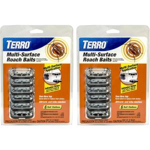 TERRO T500SR Indoor Multi-Surface Roach Bait Stations - Indoor Roach Killer, 12 Bait Stations, Black