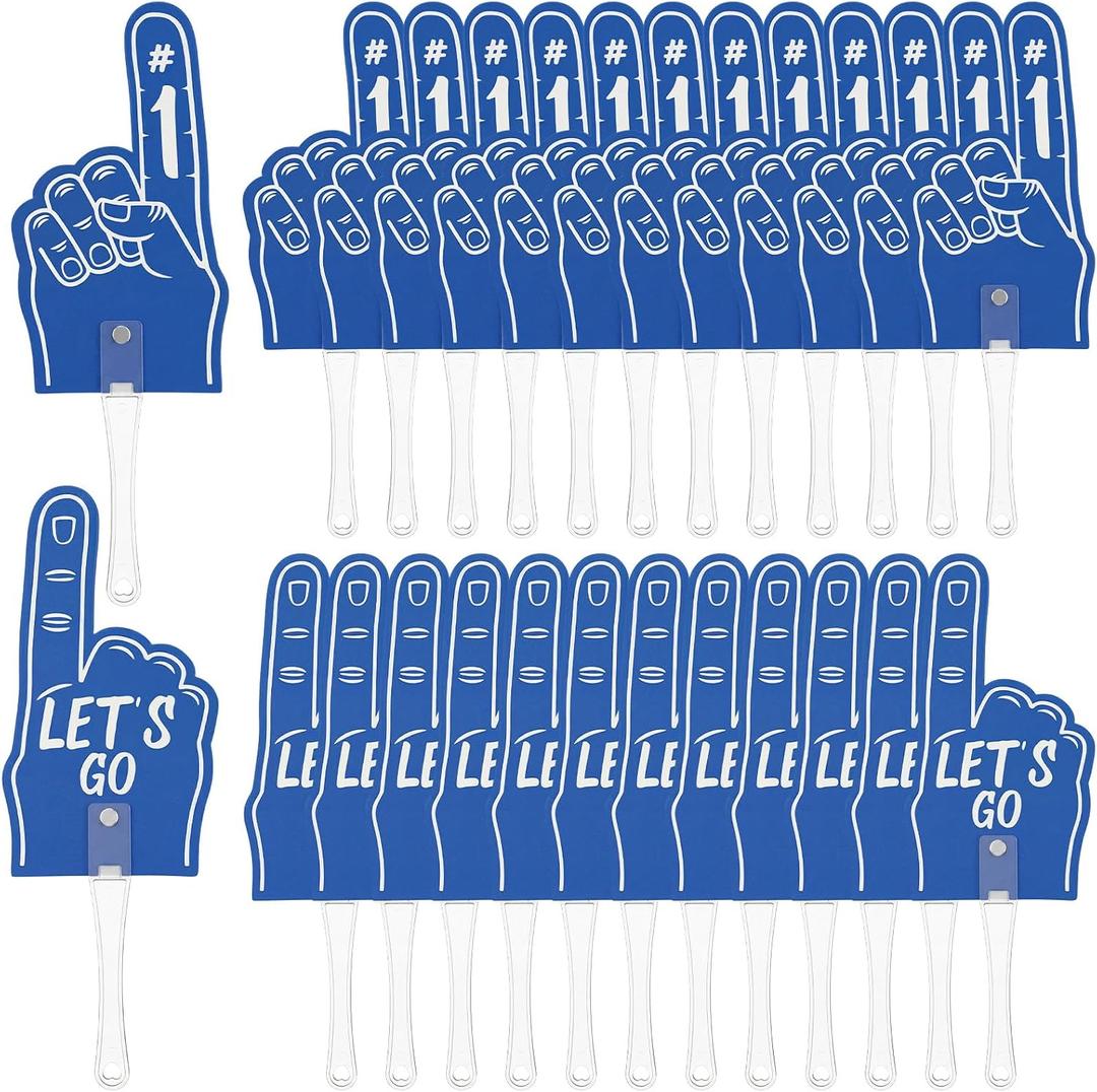 Geetery Cheerleading Handheld Fans Sports Hand Finger We're Number 1 Plastic Round Handheld Fans Bulk for Sports Themed Party Supplies