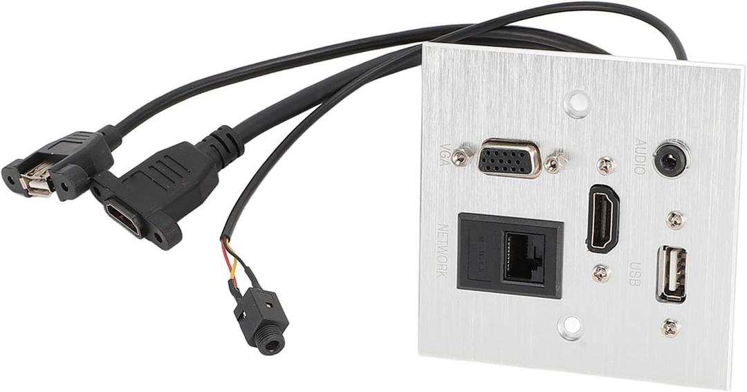 Multimedia Output Box, HDMI Output Wall Plate With USB, HDMI, VGA, 3.5mm Sound and RJ45 Network Port, Multimedia Information Panel Output, Socket