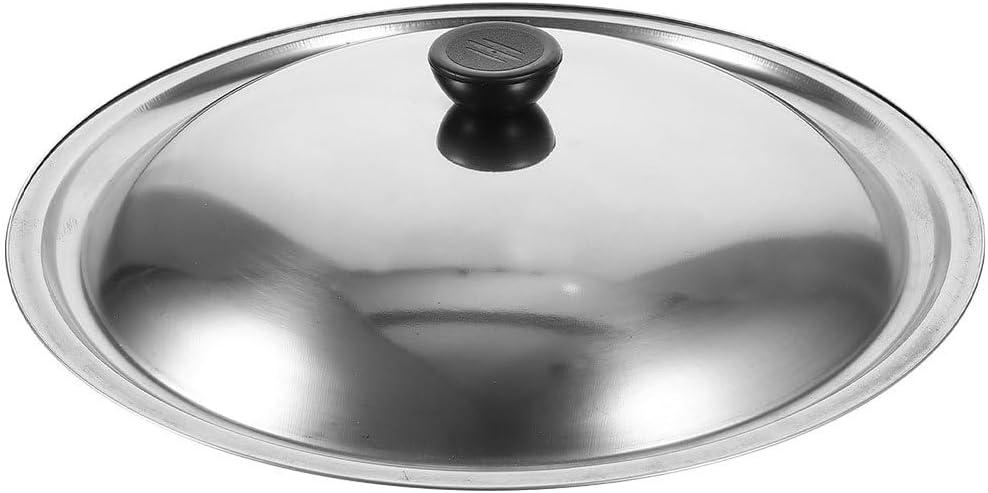 Amosfun 12 Inch Universal Pot Pan Lid Skillet Cover Stainless Steel Frying Pan Lid Replacement Pot Lid with Knob Handle for Home Kitchen Cookware Accessories