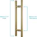 TOGU TG-6012 18 inches Solid Standoffs Heavy-Duty Commercial Grade-304 Stainless Steel Push Pull Door Handle/Barn Door Pull Handle/Glass Pulls, Satin Gold Finish