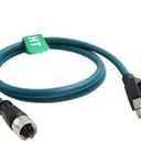Ethernet Cable M12 X-Coded 8 Pin Female to RJ45 Cat7e Patch Cord for Industrial Automation Actuator Sensor Profibus Network Switches 2M