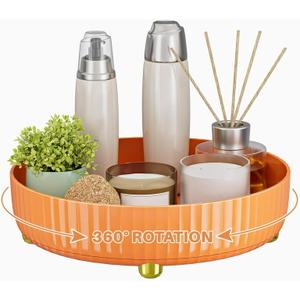 Bathroom Organizers and Storage,Rotating Makeup Organizer Tray for Perfume,Skincare,Cosmetics and Bathroom Storage,Lazy Susan Organizer,Orange