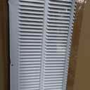 HVAC Premium 16'' x 32'' [Duct Opening] Flat Stamped Steel Return Air Grille - Sidewall and Ceiling - HVAC Vent Duct Cover - White [Outer Dimensions: 17.75''w X 33.75''h]
