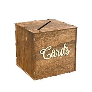 Rustic Wooden Card box 9x9x9 Inch Gift Card Box for Wedding Birthday Baby Shower Graduation Party 