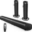 Yenjuty Sound Bar, 100W Sound Bar for Smart TV, Bluetooth 5.3 Soundbar, 2 in 1 Detachable Home Speaker Bass Effect, Home Theater Surround Sound, ARC/ Optical/ AUX/ USB Connections, for TV/ PC/ Projectors