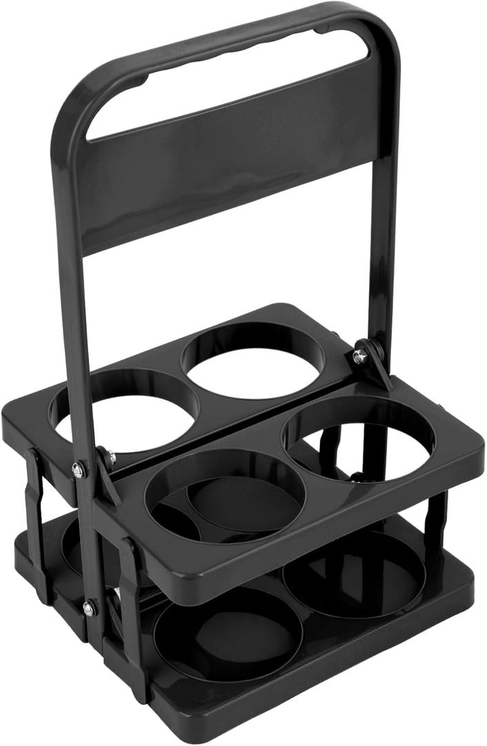 musbus Reusable Drink Carrier with Handle for Delivery Drivers, Portable Cup/Coffee Holder Accessories for Delivery, Foldable Drinks Caddy with Tray, Car Durable Plastic Festive Bottle, Vacation (Black)