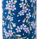 NOREN Japanese Tea Canister Tin (Yuzen Washi Paper), 3.5oz Size Made in JAPAN with Includes Inner Lid of Airtight Damp-Proof/Kitchen Jar for Loose Leaf Coffee Tea (Sakura of Kyoto/Navy)