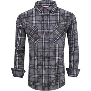 Alex Vando Mens Button Down Shirts Flannel Shirt Long Sleeve (Gray, XL)