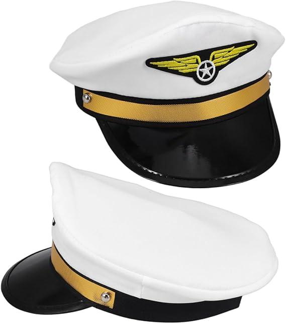 LUOZZY 2pcs Airline Pilot Hat Adjustable Costume Cap for Halloween Parties Stage Performance Masquerade Theme Events Comfortable Uniform Accessory Adults