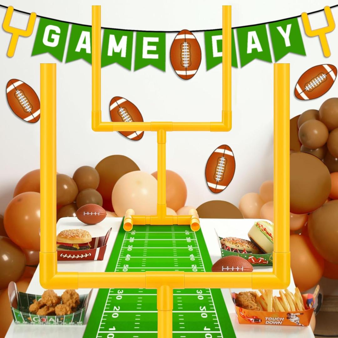 VioraWhite 2 Pcs Football Party Decoration 19.69" x 11.81" Plastic Football Goal Centerpiece Soccer Goal Post Field Post Decoration for Game Day Soccer Theme Party Decor