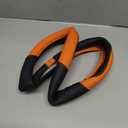 Binsheo Microfiber Leather Steering Wheel Cover Large for Ford F150 F250 F350 RAM 4Runner Tacoma Tundra Range Rover Model X Model S, Breathable, Anti Slip, 15.5 inch to 16 inch, Black with Orange