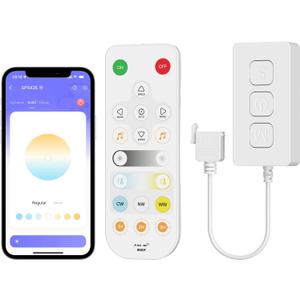 PAUTIX CCT LED Controller Kit SP542E Wi-Fi+Bluetooth, Compatible with Alexa/Google Assistant, App Control RF Remote, CCT LED Dimmer for LED Strip Light, Timing Function, Music Mode, Group Control, (SP542E,Support Voice Activation))