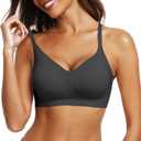 OEAK Womens Wireless Jelly Bras Comfortable Push Up Bra No Underwire Gel Bra Full Support Lift Everyday Seamless Tshirt Bras (Black, M)