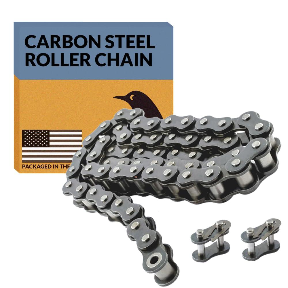 PGN #35 Roller Chain - 10 Feet + 2 Free Connecting Links - Carbon Steel Chains for Bycicles, Mini Bikes, Motorcycles, Go-Karts, Home and Industrial Machinery - 319 Links
