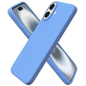 ORNARTO Compatible with iPhone 16 Plus Case 6.7, Slim Liquid Silicone 3 Layers Full Covered Soft Gel Rubber Phone Case Protective Cover 6.7 Inch, Sky Blue