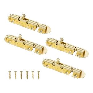 HOME MASTER HARDWARE 4 Pack Brass Plated Sliding Bolt Lock, 3 in Barrel Bolt Latch for Door Chest Window Fence