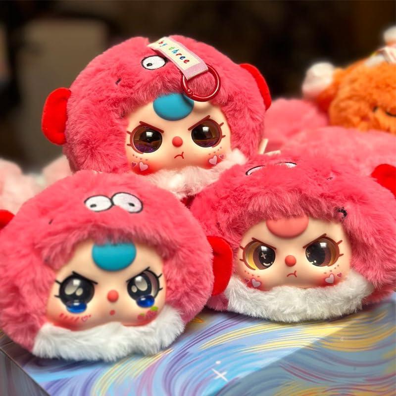 Baby Three Romantic Ocean Sea Animals Series Plush Box Toys, Mystery Box Surprise Doll with Keyring for Girls Toys Gift, Random 1pc