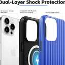 for iPhone 16 Pro Max Case Cute Striped Phone Case Compatible with MagSafe, Dual-Layer Shock Protection(Hard PC + Silicone) - Aesthetic Protective Phone Cover for Women Girl, Navy