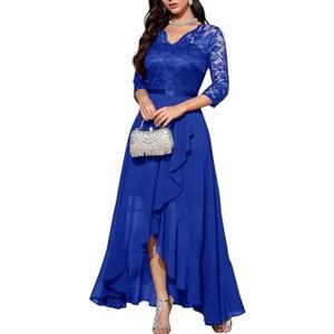 Bbonlinedress Women's V-Neck Dress for Women Wedding Guest Hi-Lo Floral Lace Prom Cocktail Party Formal Bridesmaid Dress, L