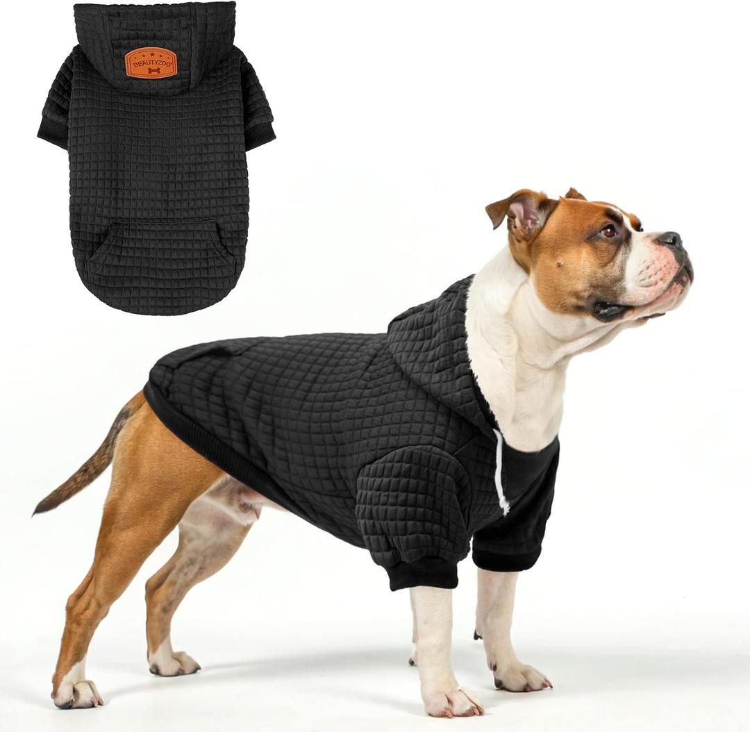 BEAUTYZOO Dog Sweaters for Extra Large Dogs Girl Boy, XXXL Dog Hoodie with Pocket & Leash Hole, Soft Warm Waffle-Like Laminated Cotton Pet Clothes for Cold Weather, Doberman Great Dane Sweatshirt, 3XL