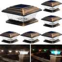 HUYIENO Solar Post Cap Lights Outdoor LED Lighting Deck Fence Two Modes Warm White/7 RGB Color Changing Suitable for 4x4 5x5 Wooden Brushed Copper 6pk.