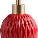 Ceramics Gold Soap Dispenser for Bathroom, Relief Soap Dispenser for Kitchen Sink, 400ml/13.5Oz Refillable Liquid Hand Soap Bottle with Gold Pump (Red)