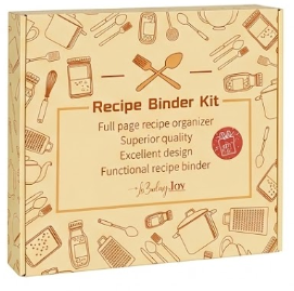 Recipe Binder 8.5x11 3 Ring, Recipe Book to Write in Your own Recipes, Full Page Recipe Binder with Plastic Sleeves, Blank Recipe Cards and Dividers (Gentian Blue)