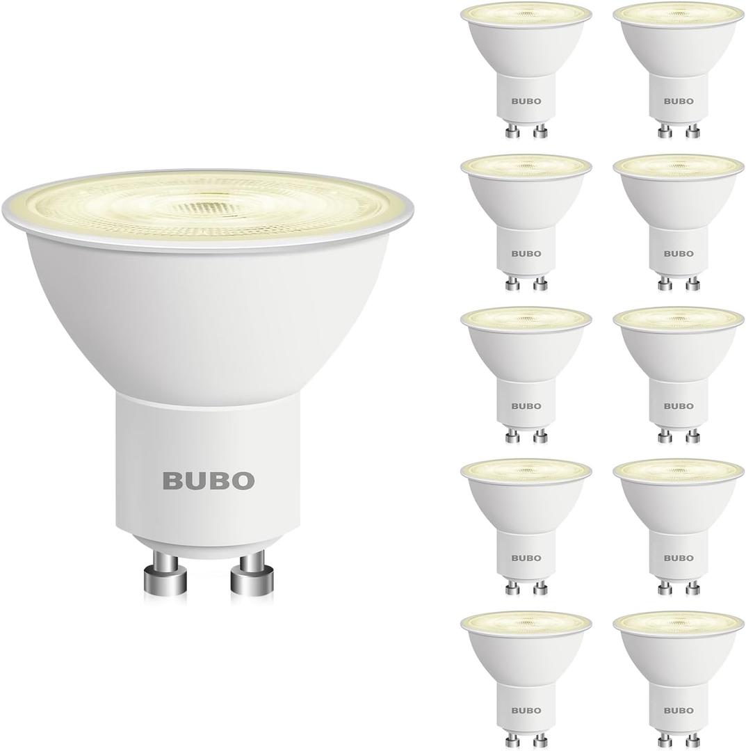 BUBO GU10 LED Bulb 6W Equivalent 50W, 2700K Soft White 650 Lumens, Non-Dimmable GU10 Bulb Replacement for Track Lighting, MR16 LED Bulb for Kitchen, Range Hood, Living Room, Bedroom, 10 Pack